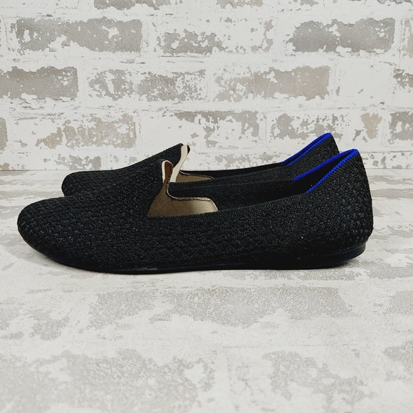 NEW Rothy's The Flat Black Knit Round Toe Slip On Loafers F622